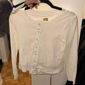 Free People ivory cardigan & skirt set